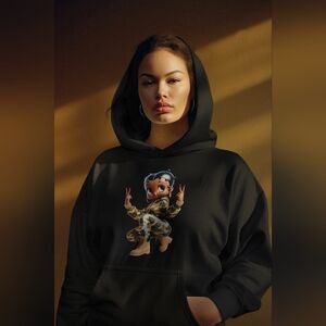 Gildan Black Betty Boop Pulliver Hoodie with Cartoon Graphic